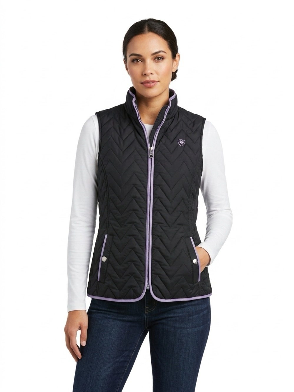 Ariat Insulated Vest Ashley Chevron Quilted Black Purple S